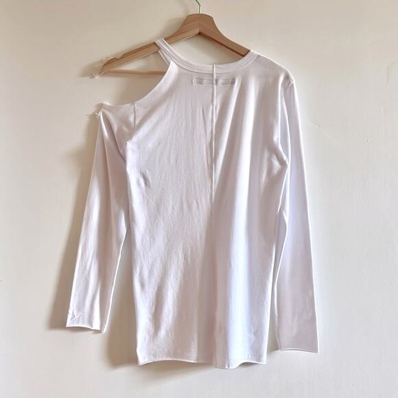 Enza Costa Exposed Cold Shoulder Cut Out Asymmetrical Long Sleeve Tee - Large - Picture 3 of 9